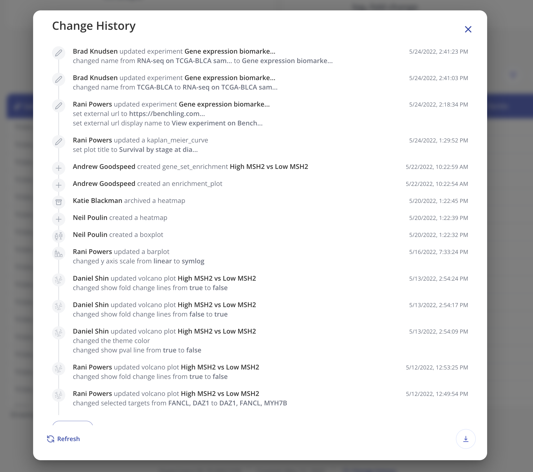 change experiment definition